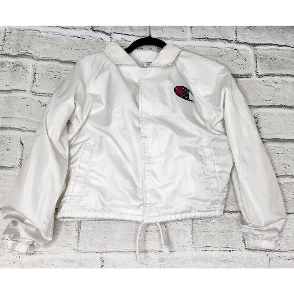 Champion Cropped White Windbreaker Jacket Womens Medium